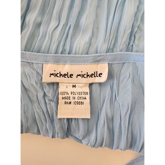 MICHELE MICHELLE Blue Batwing Sleeve Ruffle Open Front Top SZ M - Picture 4 of 6